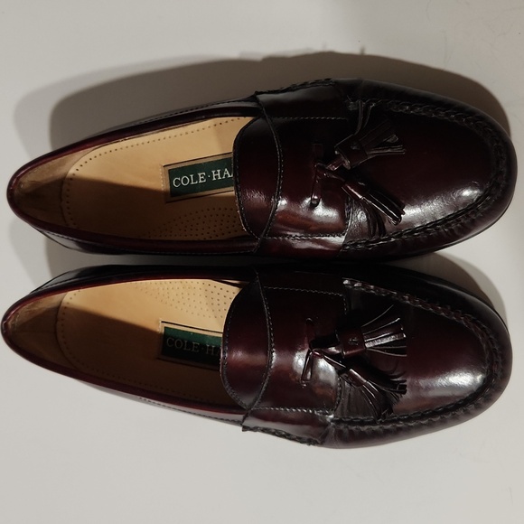 Cole Haan Burgandy Pinch Tassel Moc-Toe Loafers Size 10 - Picture 11 of 15